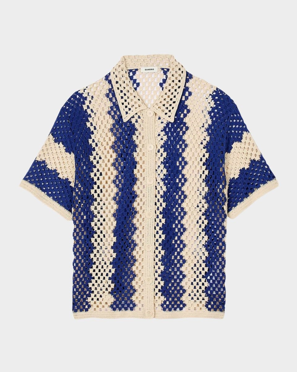 Palmas Striped Open-Knit Cardigan